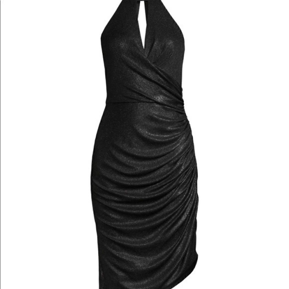 BLACK halter draped midi gown. Aiden Mattox size 10. NWT - Picture 2 of 3